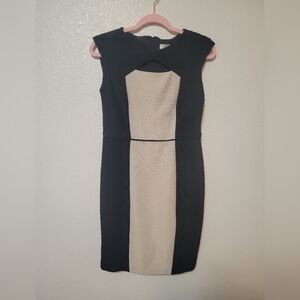 Dress Barn Black and Cream Colorblock Midi Sheath Dress